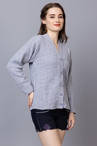 Image of Wear lusso Women Sweater for Winter Woolen Acrylic Full Sleeves V Neck Stylish Design Cardigan Girls /Ladies