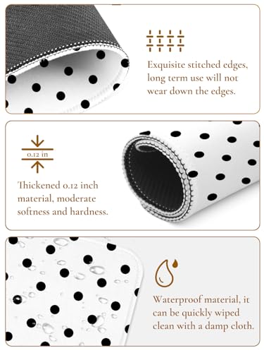 Image of Square Cute Dots Mouse Pad with Stitched Edge, Premium Waterproof Cloth Aesthetic Small Dot Mouse Mat, Non-Slip Rubber Base Funny Mousepad Desk Accessories,Dots White