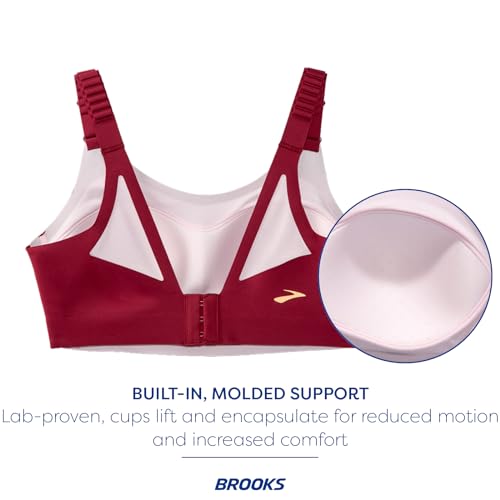 Image of Brooks Women's Scoopback 2.0 Sports Bra for High Impact Running, Workouts & Sports with Maximum Support - Razzmatazz /Quartz - 30 DD /E