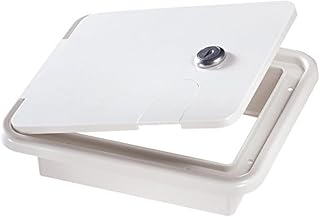 RV Designer B150, Locking Electrical Cable Hatch, 7.6 inch x 6.5 inch x 2 inch, Polar White
