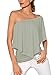 DREAGAL Women's Off Shoulder Ruffles Solid Casual Blouse Stretch Tops
