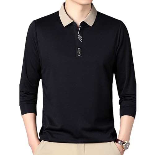 Men's Long Sleeve Polo Shirt, Comfortable Men's Big and Tall Polo Shirts with Collar Casual Pullover Golf Shirt