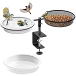 Bird Feeder Deck Mount with Detachable Bowl 2-in-1 Wild Bird Bath & Water Food Container Station for Garden, Yard, Balcony Outdoor Bird Feeding Stand for Wild Birds, Bird Watcher Gift (type1)