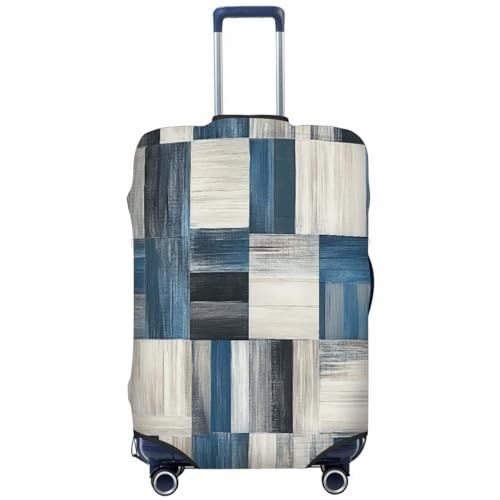 Blue And Grey Abstract Modern Stretchable Luggage Covers for Suitcase TSA Approved, Dust Proof and Scratch Resistant Travel Luggage Protector for Carry On (29-32 in)
