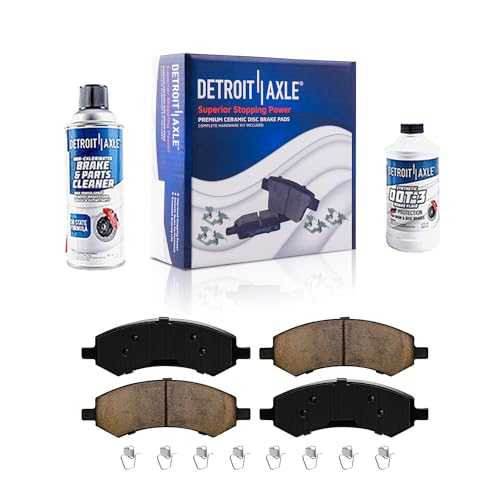 Image of Detroit Axle - Front Brake Pads for Dodge Ram 1500 Durango Dakota Ram 1500 Classic Chrysler Aspen Mitsubishi Raider, Ceramic Brake Pads w /Hardware Replacement