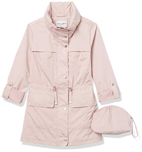 Cole Haan Women's Travel Packable Rain Jacket, Canyon Rose, Small