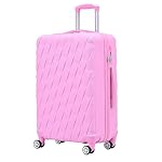 CMY 24" Medium Super Lightweight Hard Shell ABS+PC Travel Hold Check in Luggage Suitcase with 4 Dual Spinner Wheels Trolley Bag 3 Digit Combination Lock Telescopic Handle (Pink, 24)