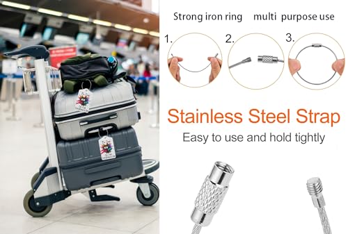 2 Pack Luggage Tags for suitcases Funny Cute I'm Fine It's Fine Luggage Tag, Leather Stainless Steel Loop Label Tag for Men Women Travel Bag Suitcase(White Fine)4