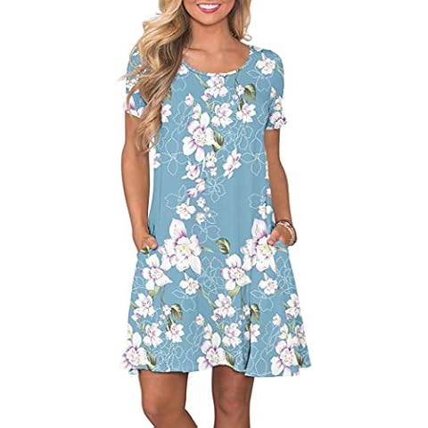 AUSELILY Women's Casual T-Shirt Dress with Pockets Cover