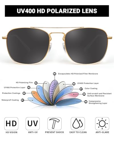Image of JIM HALO Retro Square Aviator Sunglasses Premium Glass Lens Flat Metal Eyewear Men Women