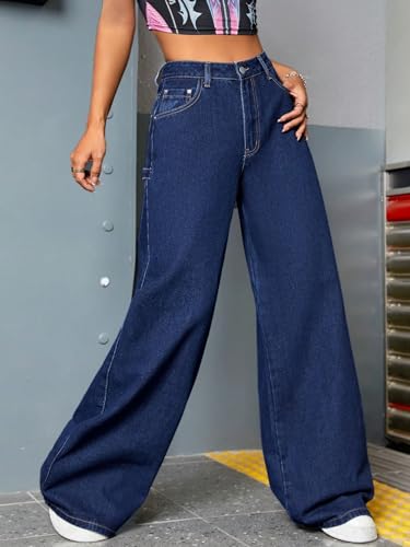 Image of KOTTY Women's High Rise Relaxed Fit Solid Jeans