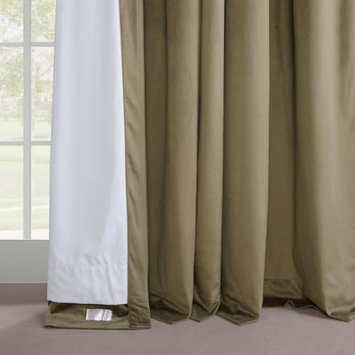 Image of HPD Half Price Drapes Signature Velvet Thermal Blackout Curtains for Living Room 84 Inches Long (1 Panel) Pinch Pleated Insulated Curtains for Bedroom 25W x 84L, Denver Taupe
