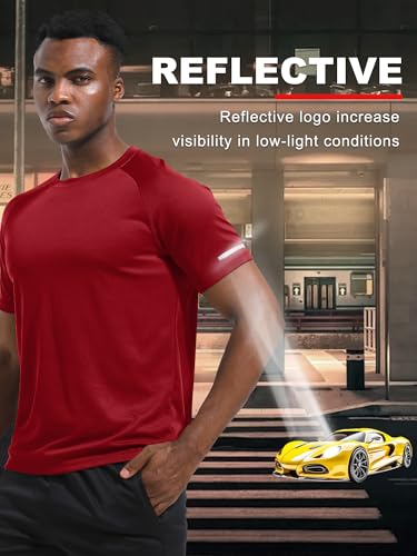 Image of Men's Quick-Dry Sportswear T-Shirts,4 /6 Pack Breathable Moisture Wicking Gym Tops for Training & Workout,Short Sleeve Tees