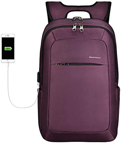 kopack Laptop Backpack,15.6IN Slim Backpack for Women,Guard Against Theft Small Computer Backpack With USB Charging Port,Durable College School Backpack for Notebook Purple