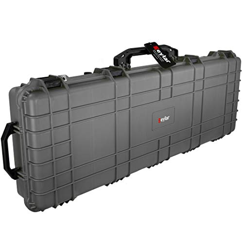 Eylar 38" Inch Protective Roller Rifle Hard Case With Foam, Waterproof & Crushproof, Two Rifles Or Multiple Guns, Pressure Valve With Lockable Fittings Gray #TOP1