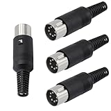 SHUKEFER 4PCS 7 Pin DIN Male Plug 7 Pin Din Solder Connector Male for Audio Video AV MIDI Cable Adapter Keyboard