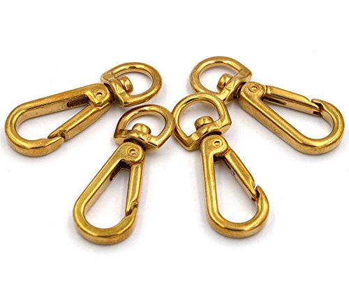 Okones Pack Of 4Pcs, 10Mm Eye Inner,45Mm Oal,Solid Brass Ring Lobster Clasp Claw Lobster Snap Lanyard Hook Lobster Claw Clasp For Straps Bags Belting Leathercarft (2/5''Eye×1-7/9''Oal, Bra0054) #TOP18