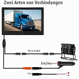 4Pin Auto-Rückfahrkamera Parkassistenzsystem, 12V-24V 5 'TFT LCD HD Farb-Rückfahrmonitor + 8 LEDs...