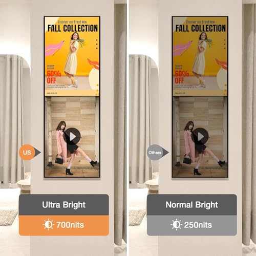 Image of 48.5 inch Digital Signage Display, Stretched Bar Monitor, 1000nits, Digital Menu Board & Message Board with Program Scroll for Restaurants, Retail, Free Cloud CMS( Slim 1.02 inch)