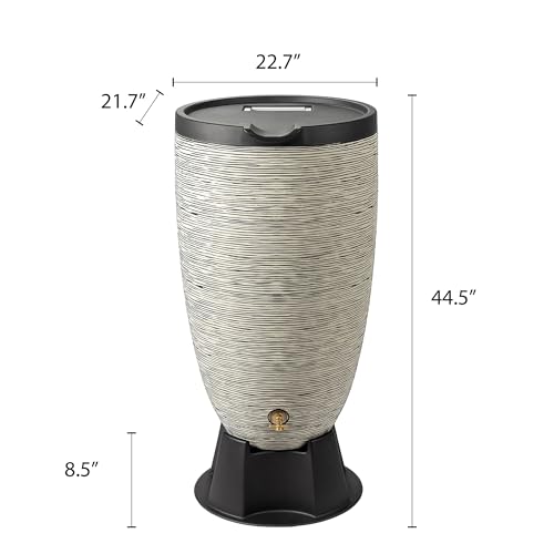 Image of Newport 50‑Gallon Flat‑Back Rain Barrel with Stand & Planter Bundle - Slate | Removable Lid, UV-Stabilized Outdoor Water Storage