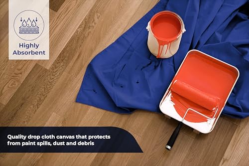 Avalon Home Canvas Drop Cloth for Painting 9x6 feet Pack of 2-8oz Painters Drop Cloths for Painting - All Purpose Canvas Tarps for Floor & Furniture Protection - Recycled Cotton Fabric