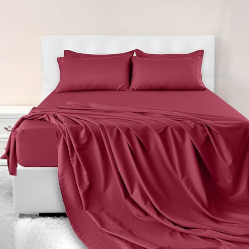 Lux Decor Collection – Juego de sábanas de microfibra cepillada de la más alta calidad de la serie 1800, hipoalergénicas, no se arrugan, no pierden el color y no se manchan, 4 unidades aptas para camas con laterales profundos