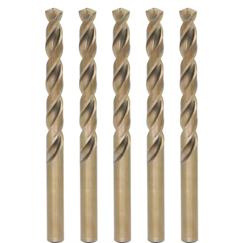 Metric Cobalt Drill Bits 9.5mm 5PCS, M35 high Speed Steel, high Hardness Straight Shank Drill, Mechanical or Hand Drill for Drilling, Suitable for Stainless Steel, Iron, Copper and Aluminum.