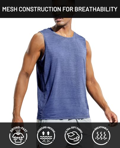 Image of MIER Men's Sleeveless Tank Top Dry Fit Workout Muscle Tee Shirt for Running Athletic Gym Sports Training, Moisture Wicking