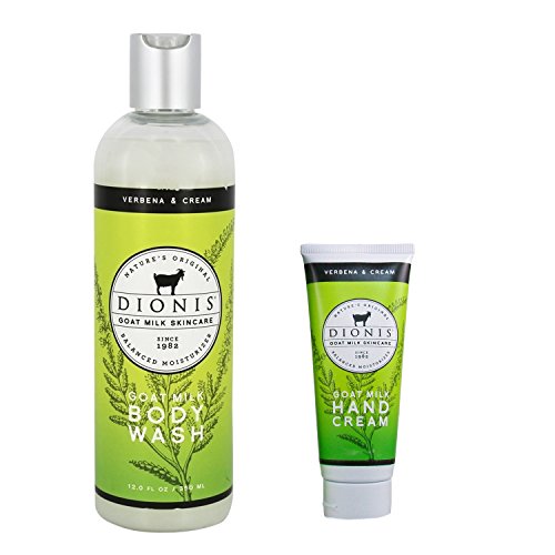 Dionis Goat Milk Body Wash and Hand Cream 2 Piece Gift Set - Verbena & Cream