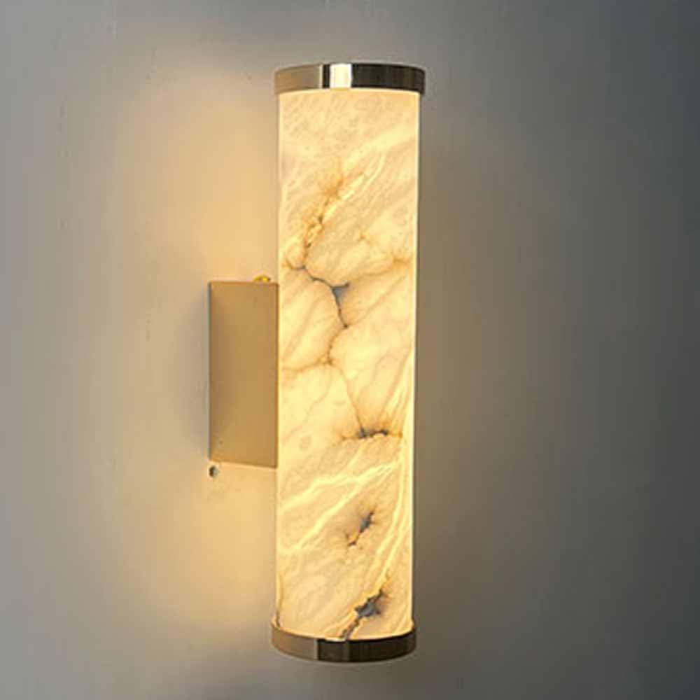 HXYSXHJUO Natural Alabaster Cylindrical Wall Sconce, Luxury Marble Mount Vanity Light With Gold Aluminum Base, Mid Century Decor Lamp For Indoor Home 50CM