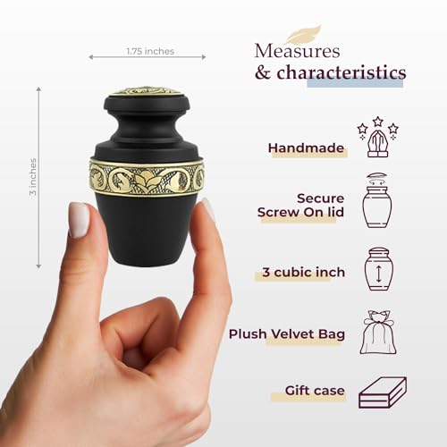 Image of Trupoint Memorials Cremation Urns for Human Ashes, Funeral Memorial Urn for Male and Female, Decorative Burial Grecian Urn Collection for Adult Men & Women - Black and Gold, 1 Keepsake