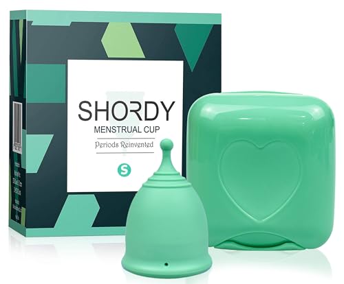 SHORDY Copa menstrual, paquete individual (pequeño) con caja, suave y flexible, copa menstrual, hasta 12 horas de comodidad, alternativa ecológica y segura a almohadillas y tampones (verde)