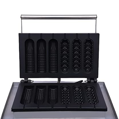 1500W Edelstahl Waffeleisen Elektro Hotdog Waffle Maker Kommerzielle Waffelpfanne Waffelsticks Corn Dogs 6 Grid Commercial Machine Für Bäckereien Familie Restaurants 50-300 ℃