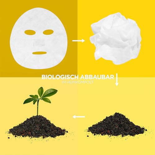 Garnier Feuchtigkeitsspendende Tuchmasken für sensible Haut, Mit Hyaluronsäure und Vitamin C, Für strahlende Haut und einen Glow-Effekt, SkinActive, 5 x 1 Masken