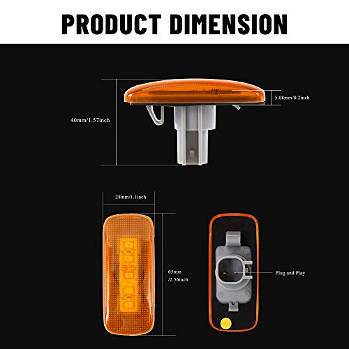 image for BASIKER Rear Bed Side Marker LED Fender Lights for 2003-2009 Dodge and