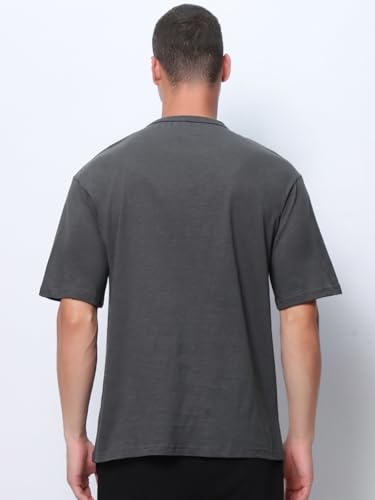 Image of Bewakoof Air 1.0 Men's Solid Oversized Fit Half Sleeve Round Neck Cotton Slub T-Shirt