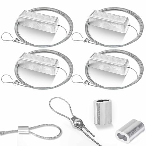 4 Pcs Zinc Anode for Boat Lifts, 2.2lb Anti-Electrolysis Zinc Anode for Saltwater Pool, Sacrificial Boat Zinc Anode for Dock Protection with 10 FT 316. Stainless Steel Cable & 3 Crimps Accessories