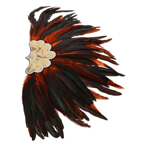 Healvian Diadema de Plumas Doradas con Lentejuelas para Carnaval y Fiesta Elástica para Niñas y Mujeres Tocado de Carnaval para Disfraces y Actuaciones Escenario
