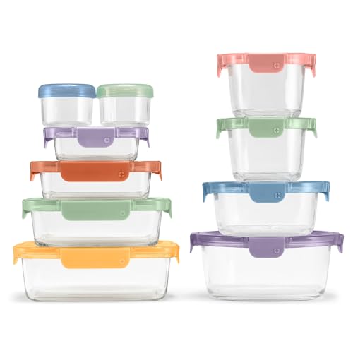 Ello Color Lock 20PC Mixed Glass Food Storage Set
