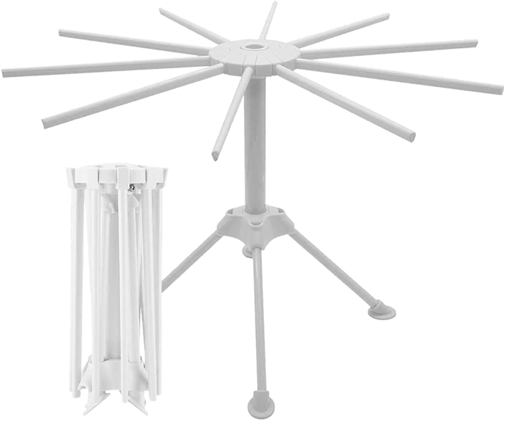 Pasta Drying Rack Noodle Stand with 10 Bar Handles Collapsible,Spaghetti Drying Rack,Spaghetti Household Noodle Dryer for Homemade Fresh Spaghetti, Easy Storage and Quickly Set Up