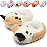 IceUnicorn Toddler Cat Slippers Kids Cute Funny Animal House Shoes Girls Boys Christmas Fluffy Bedroom Indoor Slipper (Yellow Cat, 34/35)