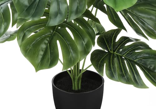 Image of Dekorly Plastic Artificial Palm Plants Leaves Faux Turtle Leaf Fake Monstera Tropical Large Palm Tree Leaves Outdoor Leaf Decorations | 18 Leave Plant | 26Inch Plants | with Blackpot (Green)