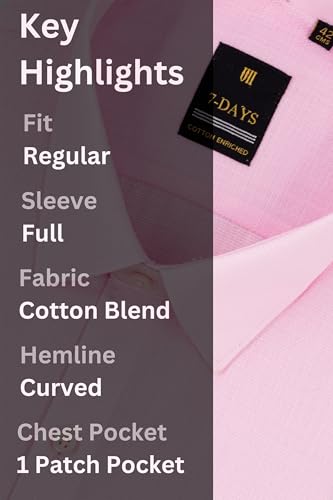 Image of 7-DAYS Premium Men's Formal Shirts - Cotton Rich, Textured Self-Design, Full Sleeve, Regular Fit, Wrinkle Resistant, with Pocket - Perfect for Office