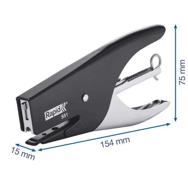 RAPID Cucitrice a pinza Retro S51, Adatta a punti 21/4 mm, Capacità 15 fogli, Metallo, Colori Assortiti, 1 Pezzo, 10538715