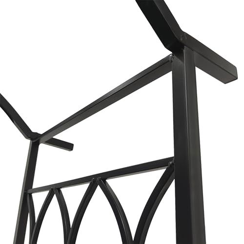 Arco de rosas con banco Relaxdays para jardín negro de metal 8