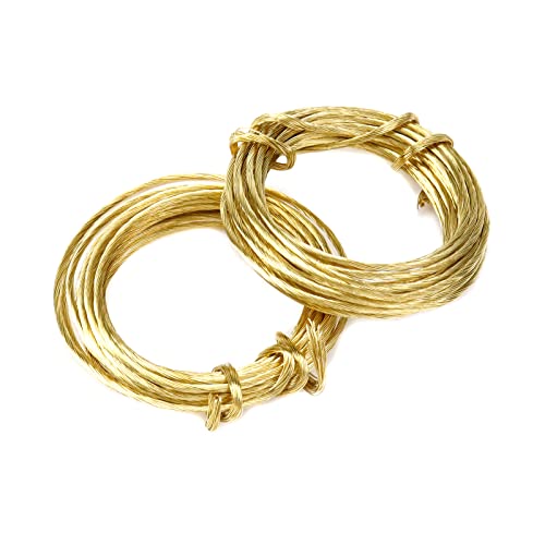 Image of Picture Hanging Brass Wire, Bare Copper Wire, 8.2feet 20 Strands of Solid Copper Wire (2 Packs-Gold)