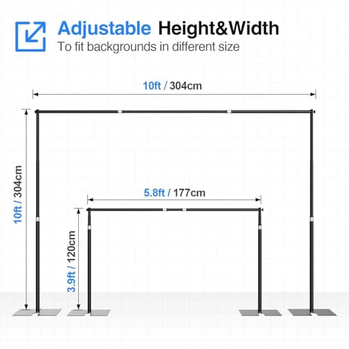 EMART Heavy Duty Backdrop Stand for Parties, 10x10 ft Pipe and Drape Adjustable Back Drop Stand Kit with Flat Base, Sturdy Photo Background Frame Diy Pole for Flower Wall Wedding Curtain by EMART - Image 3