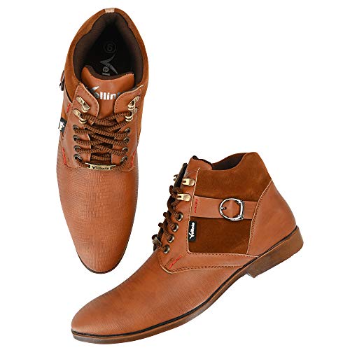 Image of Vellinto Mens Plyutherene Leather Sporty Casual with Strong Grip Boots Shoes for Man