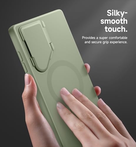 Image of SURITCH for Samsung Galaxy S24 Ultra Phone Case, Magnetic Protective Cover with Camera Cover & Adjustable Metal Kickstand for Galaxy S24 Ultra (2024)-Sage Green