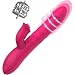 Telescopic Rabbit Vibrator Vagina Stimulator Vibration Massager, 10 Modes Skinfriendly Silicone Clitoris Massager, Treediride Rotating Vibrator USB Rechargeable G-spot Dildo Vibrator Adult Sex Toys